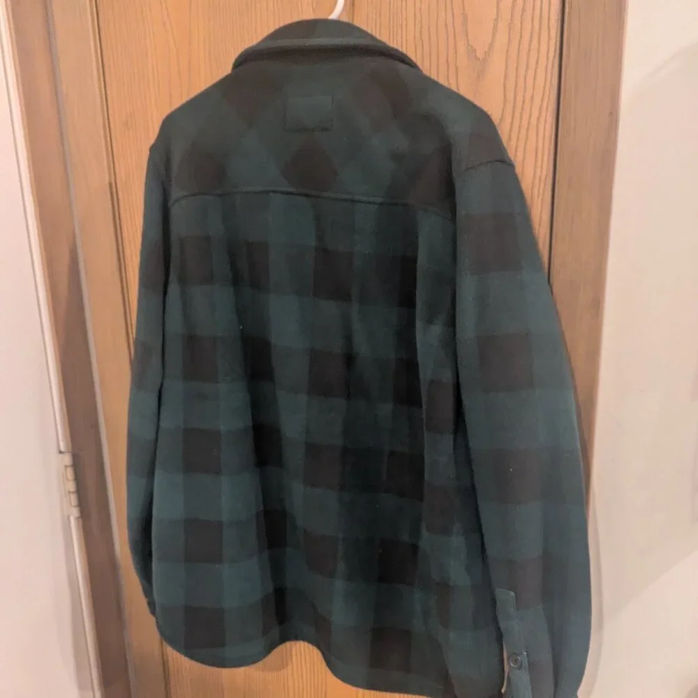 Boston Traders Sherpa Lined Green‎ Plaid Fleece Shirt Jacket-Men's XL